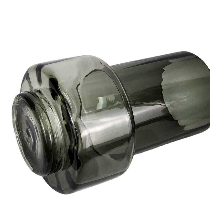 北欧灰色竖纹玻璃花瓶客厅餐桌透明干花插花器样板间玻璃花瓶摆件,家居饰品,花瓶,淘宝优惠券,粉丝福利购,淘宝优惠卷