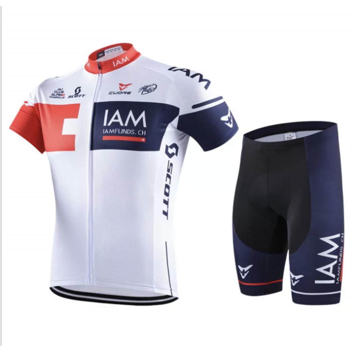 夏季白色山地 公路自行车队版短袖骑行服套装减震矽胶垫速干 干衣