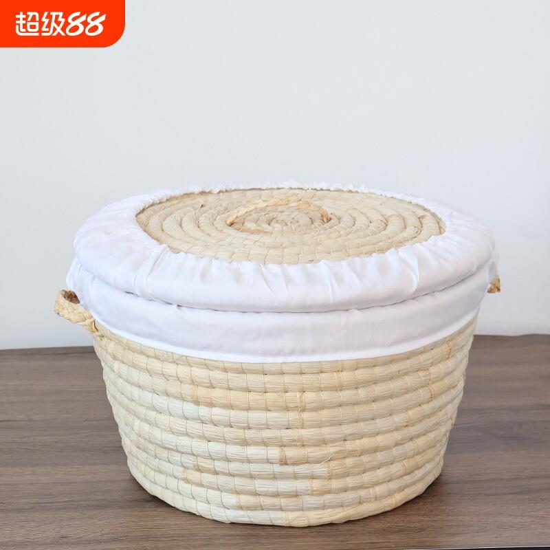 馒头筐家用创意保温馍筐带盖藤编收纳框草编盛馍饼食品板栗箱商用