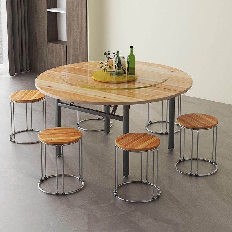 加厚叠圆桌面板折饭桌家用大实1木人台面转盘0圆DJV形对折简易餐