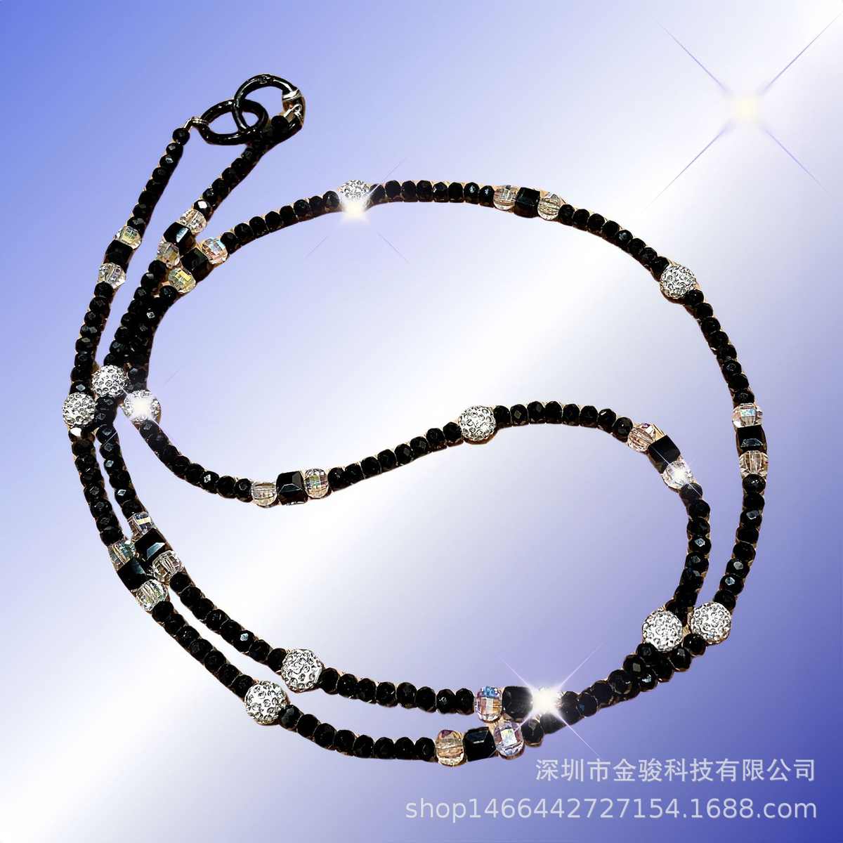 case斜挎手机链水晶珠子闪钻球新中式包包长款挂绳挂脖可背防盗女
