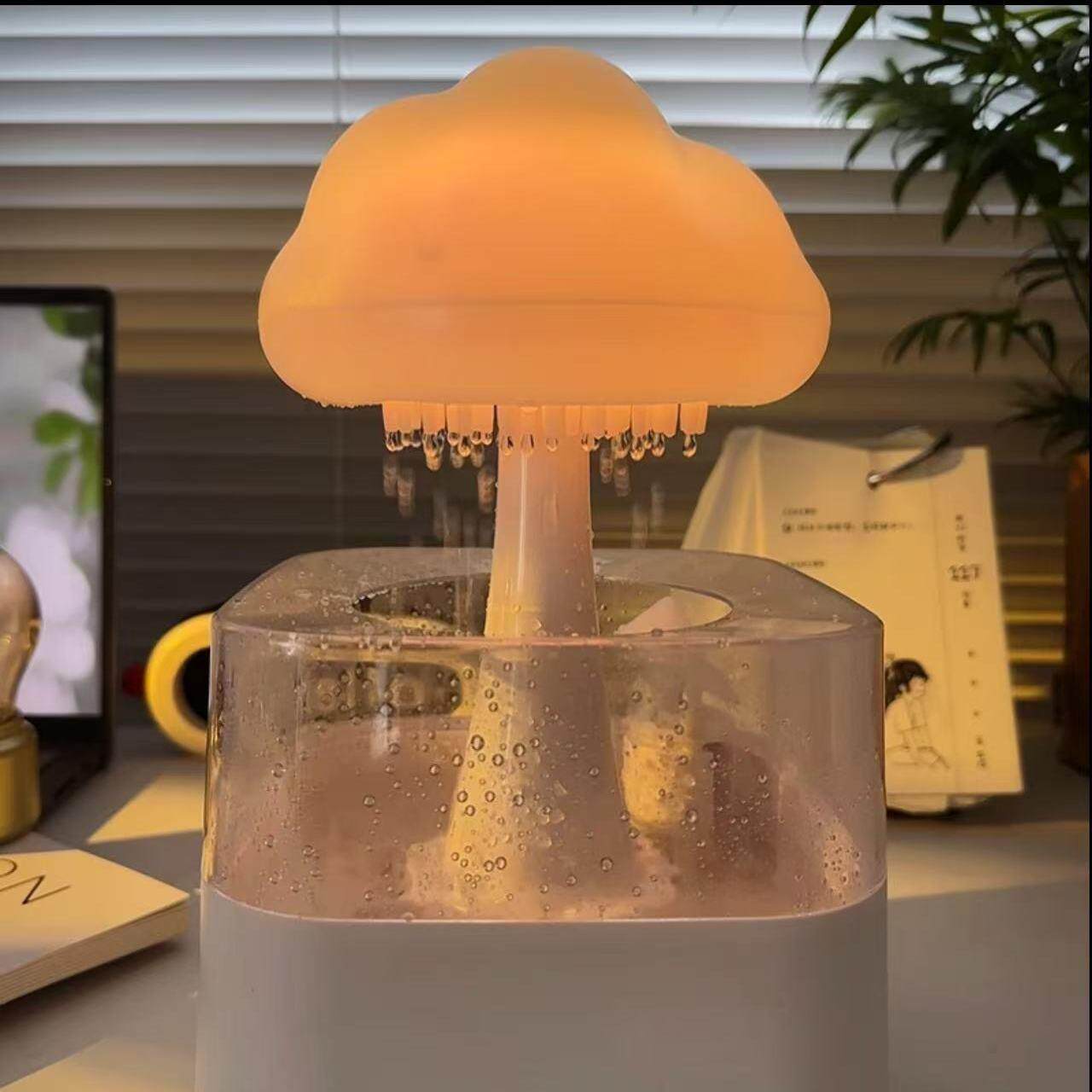 创意下雨蘑菇云朵小夜灯香薰雨滴加湿器雾化助眠送朋友闺蜜礼物
