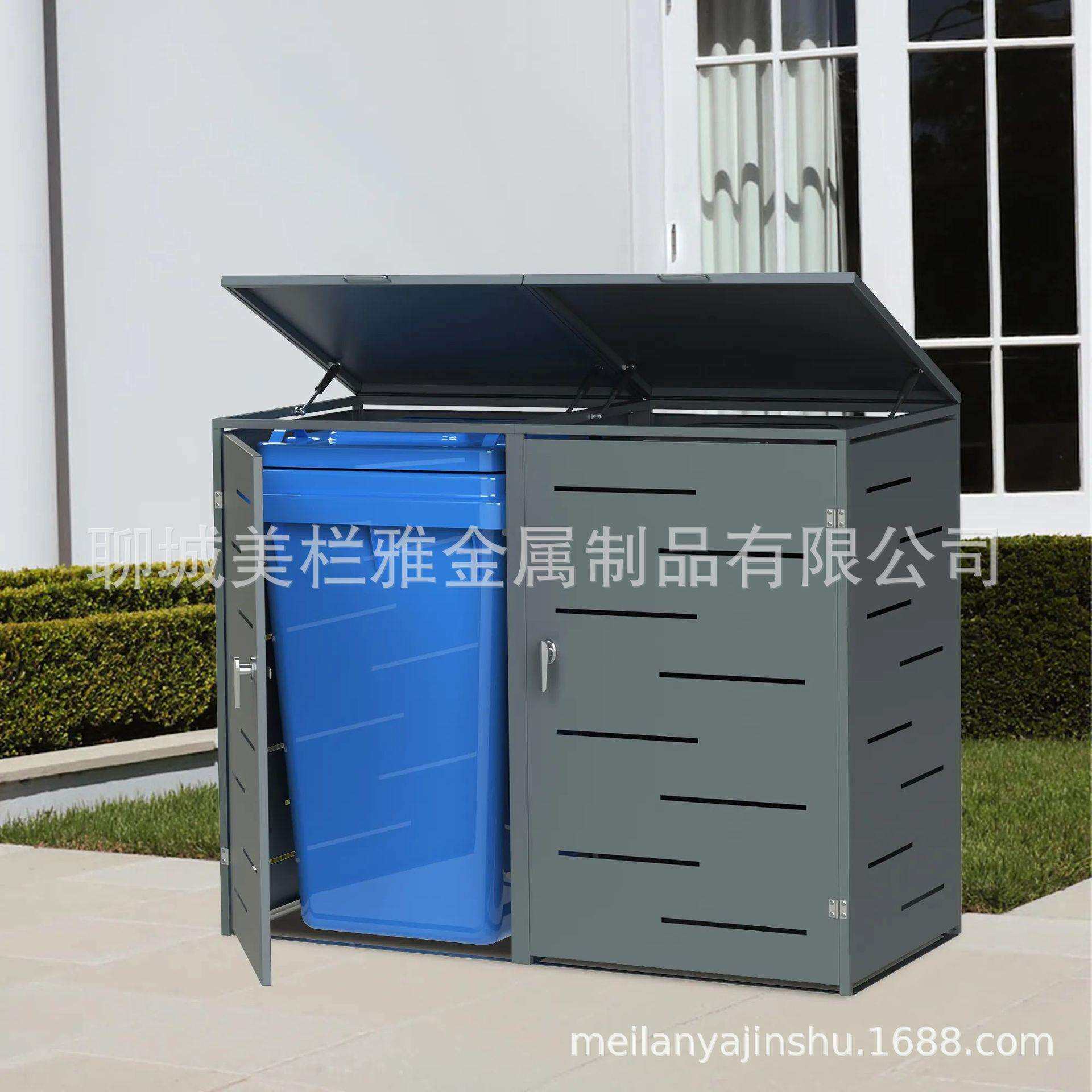 跨境出口单双开门垃圾收纳箱 双格垃圾桶 收纳工具箱 垃圾分类箱