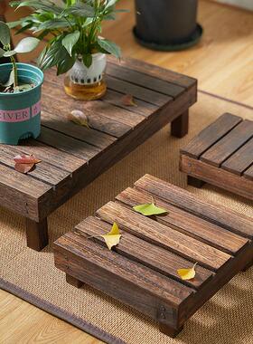 实木矮花架户外庭院置物架鱼缸底架子阳台落地防腐木花盆景摆放