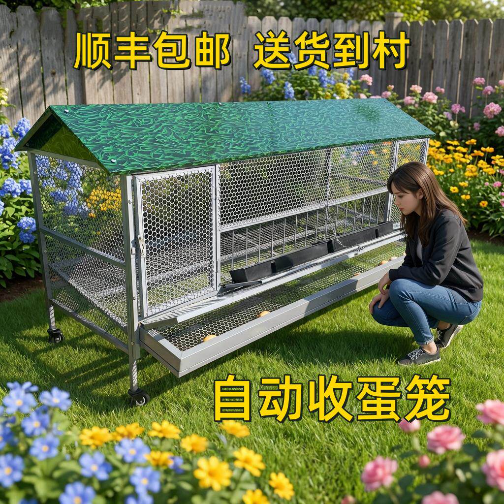 鸡笼子家用室外防雨自动收蛋防啄防黄鼠狼防鼠加厚不锈下蛋养殖笼