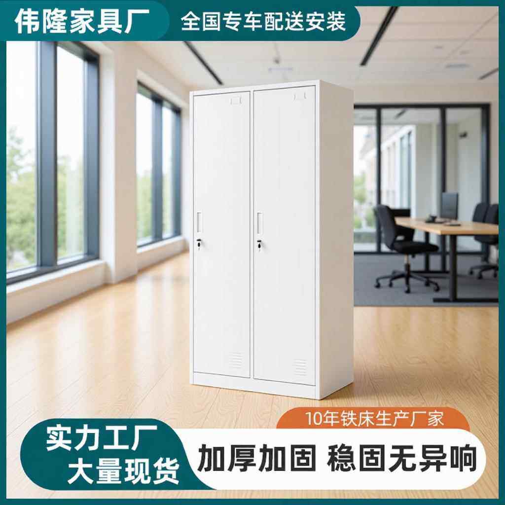 两门铁皮更衣柜推拉式家用双开门更衣柜储物柜学生宿舍换衣柜