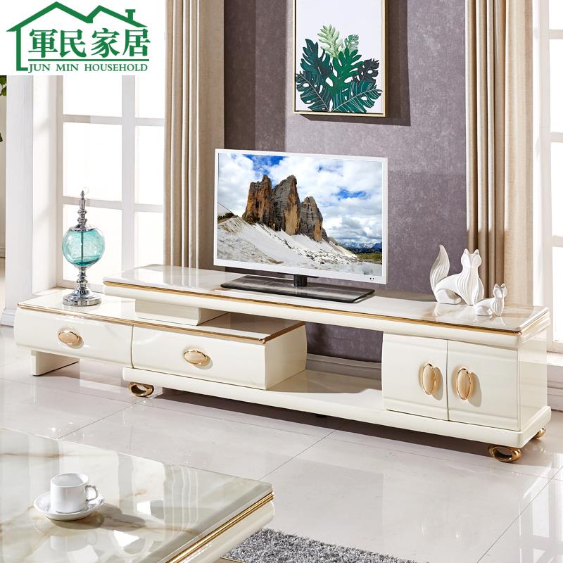 7W天套然大9089石理伸缩电视柜茶几组合餐烤漆实木代现简约小户型