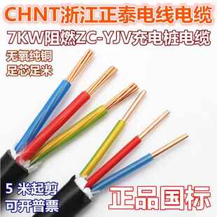 正泰电线 10平方全铜国标阻燃7kw充电桩电缆线 线进户 线ZCYJV3