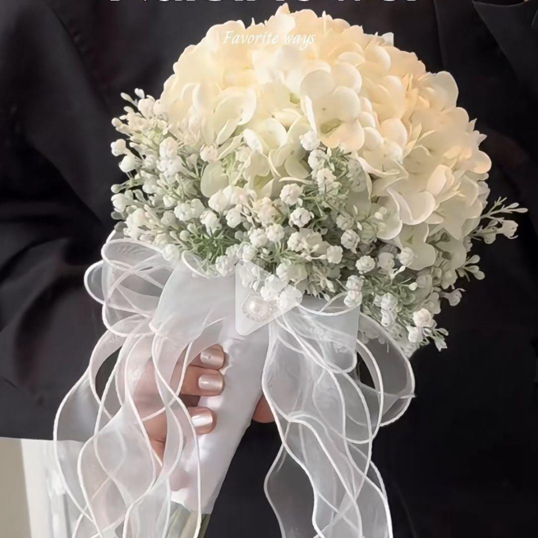 清新郁金香新娘满天星领证仿真道具手捧花婚纱摄影结婚婚礼
