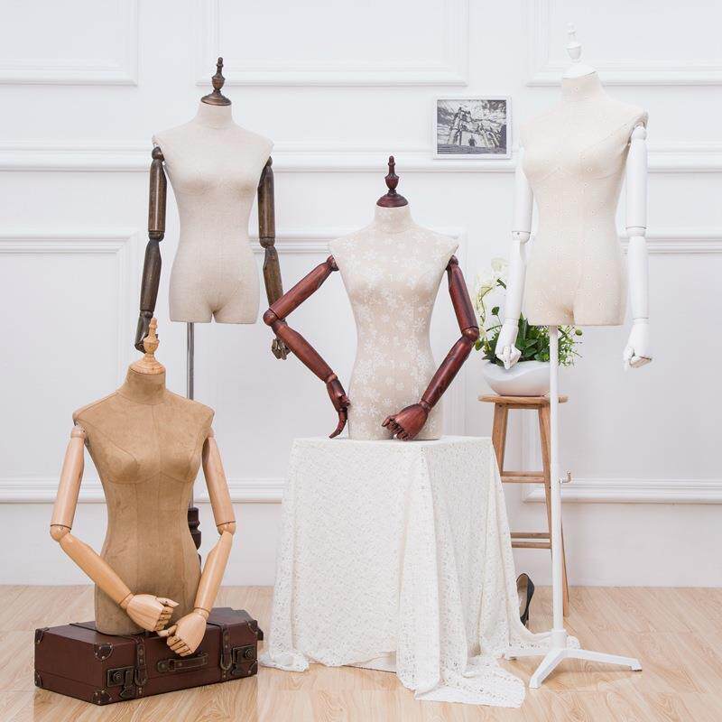 时尚模特道具女半身包布衣架假人服装店装修用女模特修身韩版造型