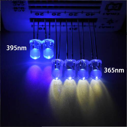 f5白发紫3/5/8mm紫灯 UV365nm/395nm紫光紫外线灭蚊验钞LED灯珠