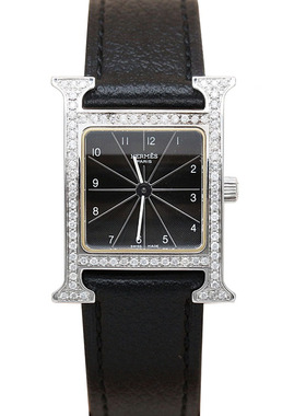 [9.8新]爱马仕HEURE H后镶钻石英女表21*21mm