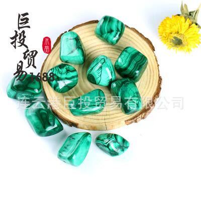 天然孔雀石滚石摆件厂家 malachite刚果绿孔雀石裸石把玩随形
