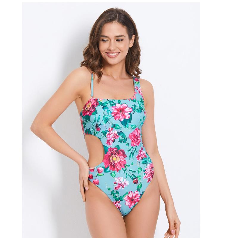 Swimsuit Halter One-Piece Waist High Bikini Hollow Jade
