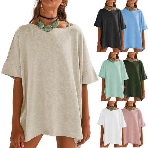 Shirt Blouse Tunic Womens Casual Loose Summer Oversized
