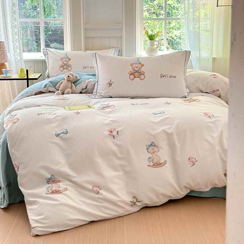 100纯棉全棉四件套加厚磨毛被套被罩床单床笠春秋冬季床上用品三4