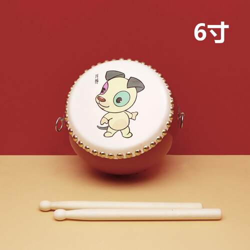 高档幼儿皮具园打击乐器羊寸皮堂鼓5寸生肖牛鼓儿童玩鼓小鼓6腰鼓