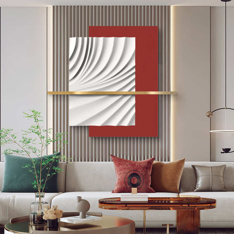 简约立体浮雕墙面装饰画背景墙客厅沙发壁画高级轻奢玄关走廊挂画图片