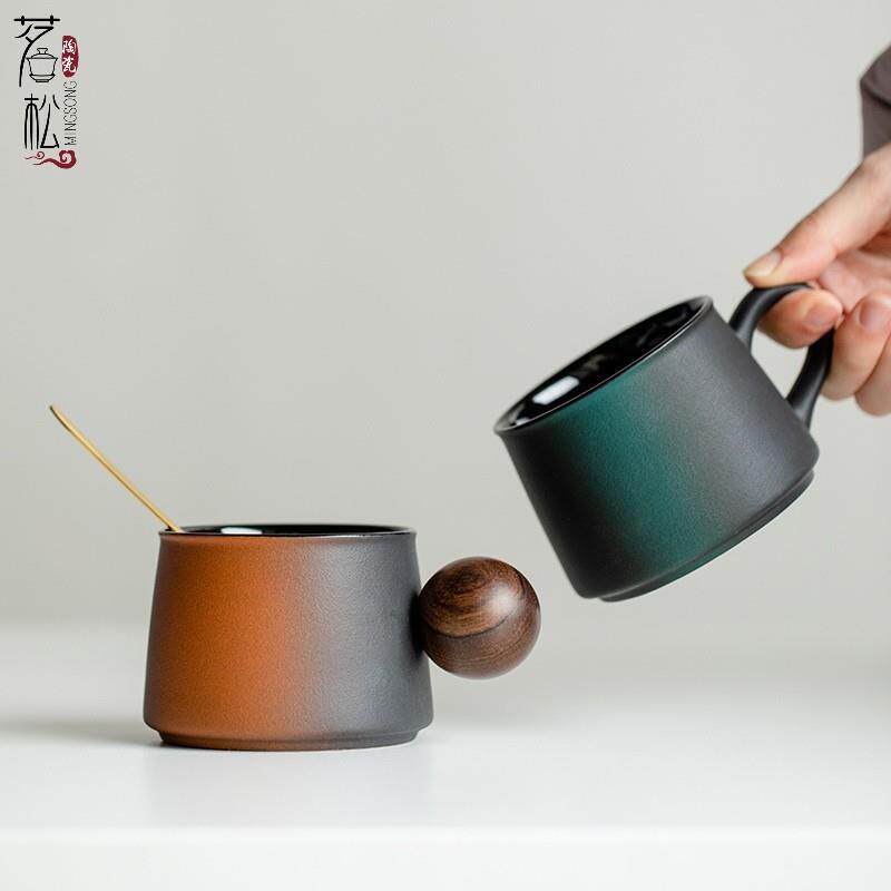 简约侘寂杯复古陶瓷杯创意水杯家用个性情侣杯咖啡杯办公杯马克杯