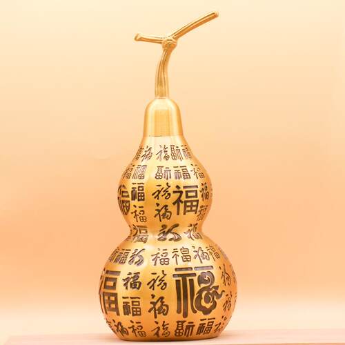 YF黄安铜百福葫芦福禄摆康大号平安摆件铜工艺品开口葫芦玄关面桌