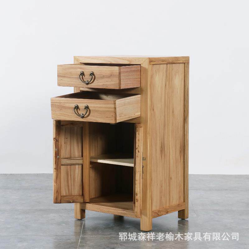 新中式老榆木床头柜仿古简约储物柜卧室边几玄关门厅柜抽屉地柜