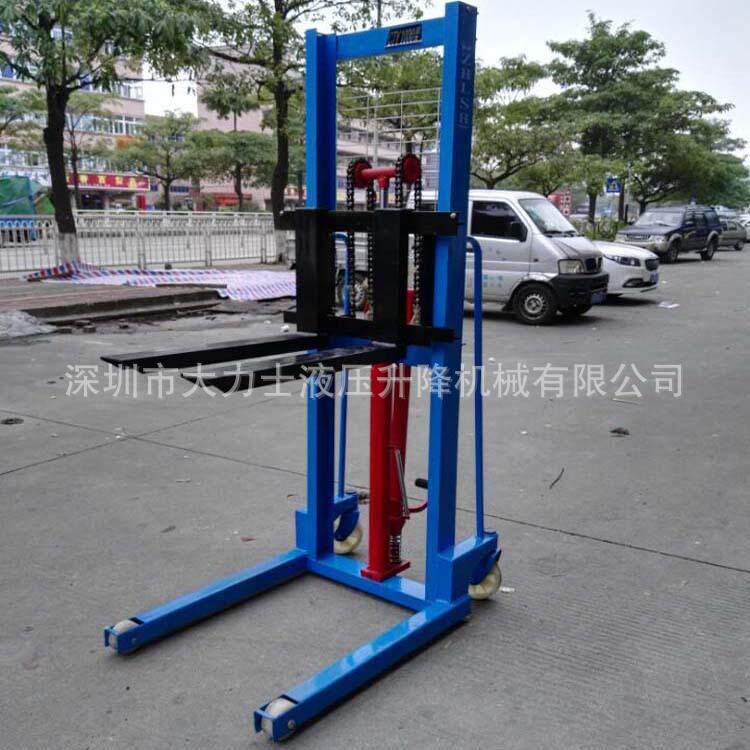 1吨2吨3吨手动堆高车 手摇液压升高车 脚踩升降搬运叉车