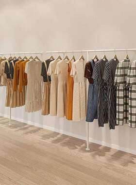 服装店奶油风男女装展示架上墙侧挂衣杆落地式陈列货架童装店X20