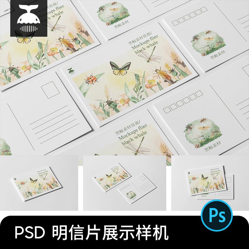 明信片卡片邀请函贺卡效果图展示PSD智能贴图样机模板PS设计素材