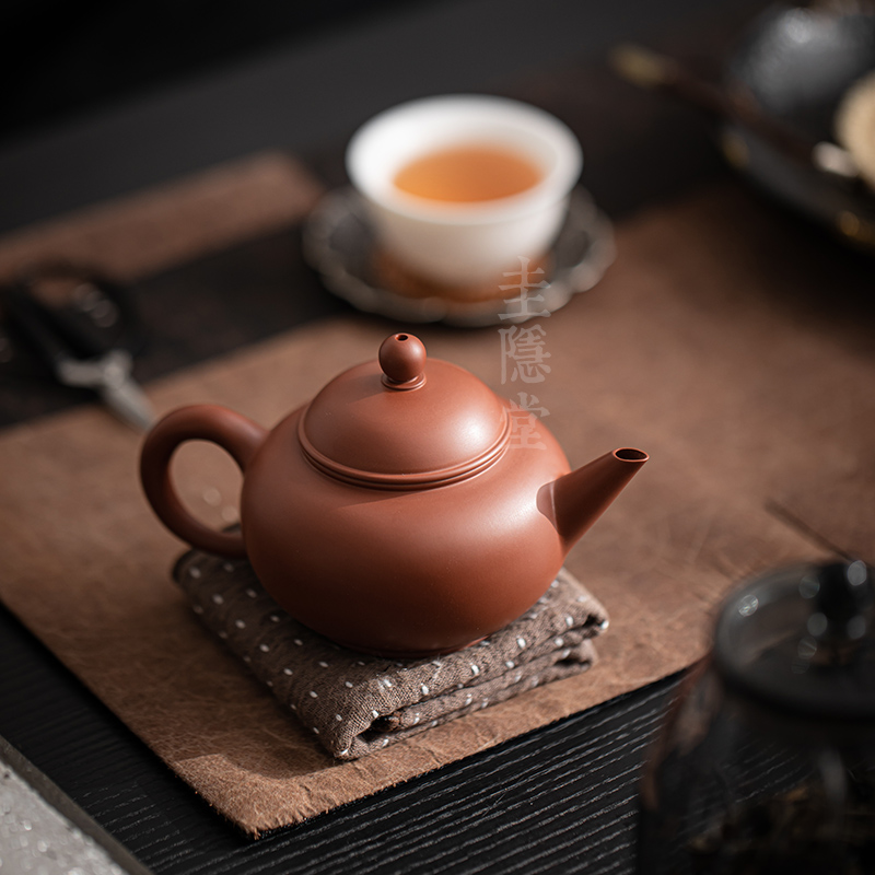 圭隐堂全手工潮州手拉壶朱泥紫砂泡茶壶家用复古小号单壶手抓壶