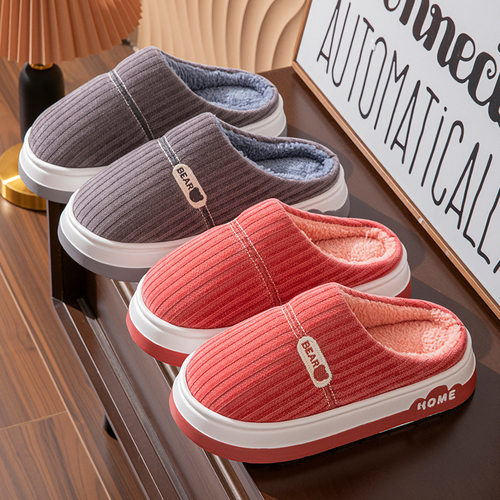 灯芯绒拖鞋家居毛绒保暖静音棉鞋