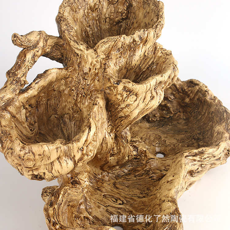 多花盆树桩多层仿木组合创意木头大号拼盘景观大肉假山微树脂