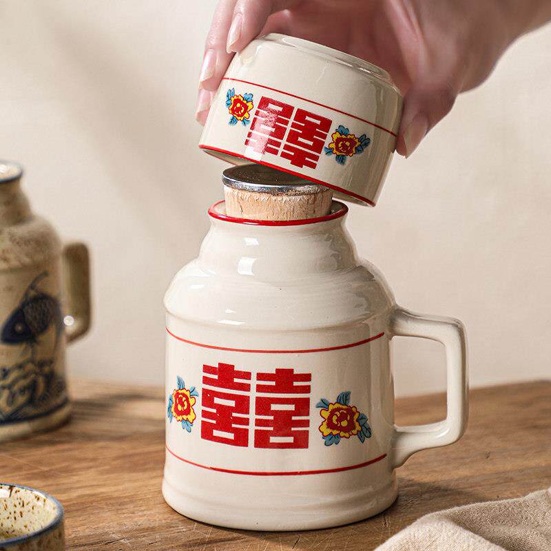 小茶壶暖壶复古新中式带盖子陶瓷水壶国风旧茶壶办公室泡茶壶暖水