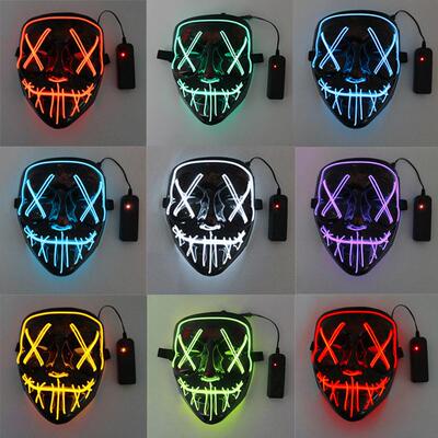 2pcs led light mask Halloween costume prop Scary Face mask