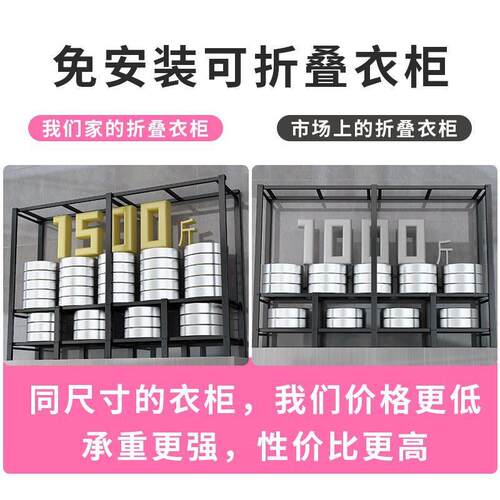 LLH免纳安装折叠衣柜家用实卧室简易布衣衣柜结耐用出租房橱收柜
