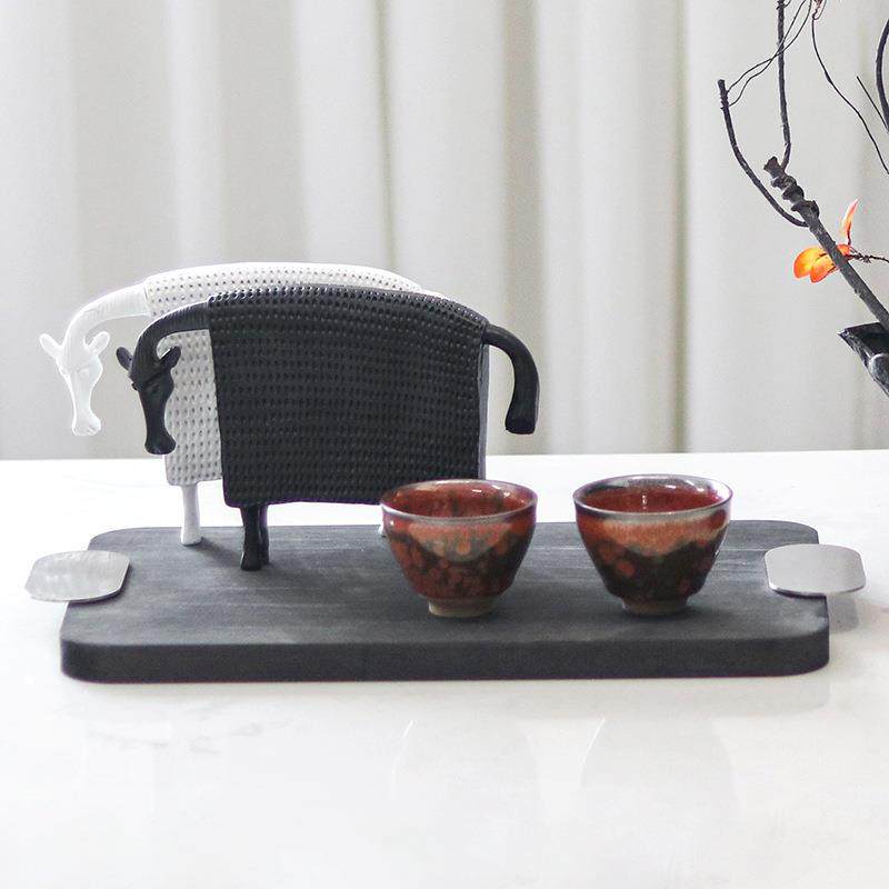 现代式极木简风托盘件纹中无品牌/摆茶室书房桌面家居实木收纳茶