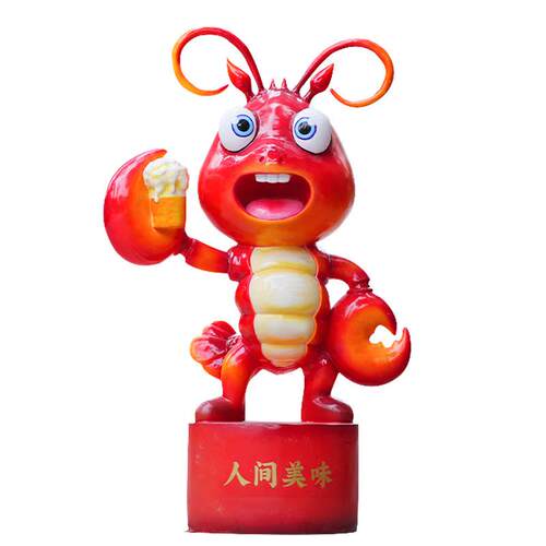 卡通大龙虾小龙虾玻璃钢雕塑户外景观装饰餐厅商场餐饮迎宾摆件
