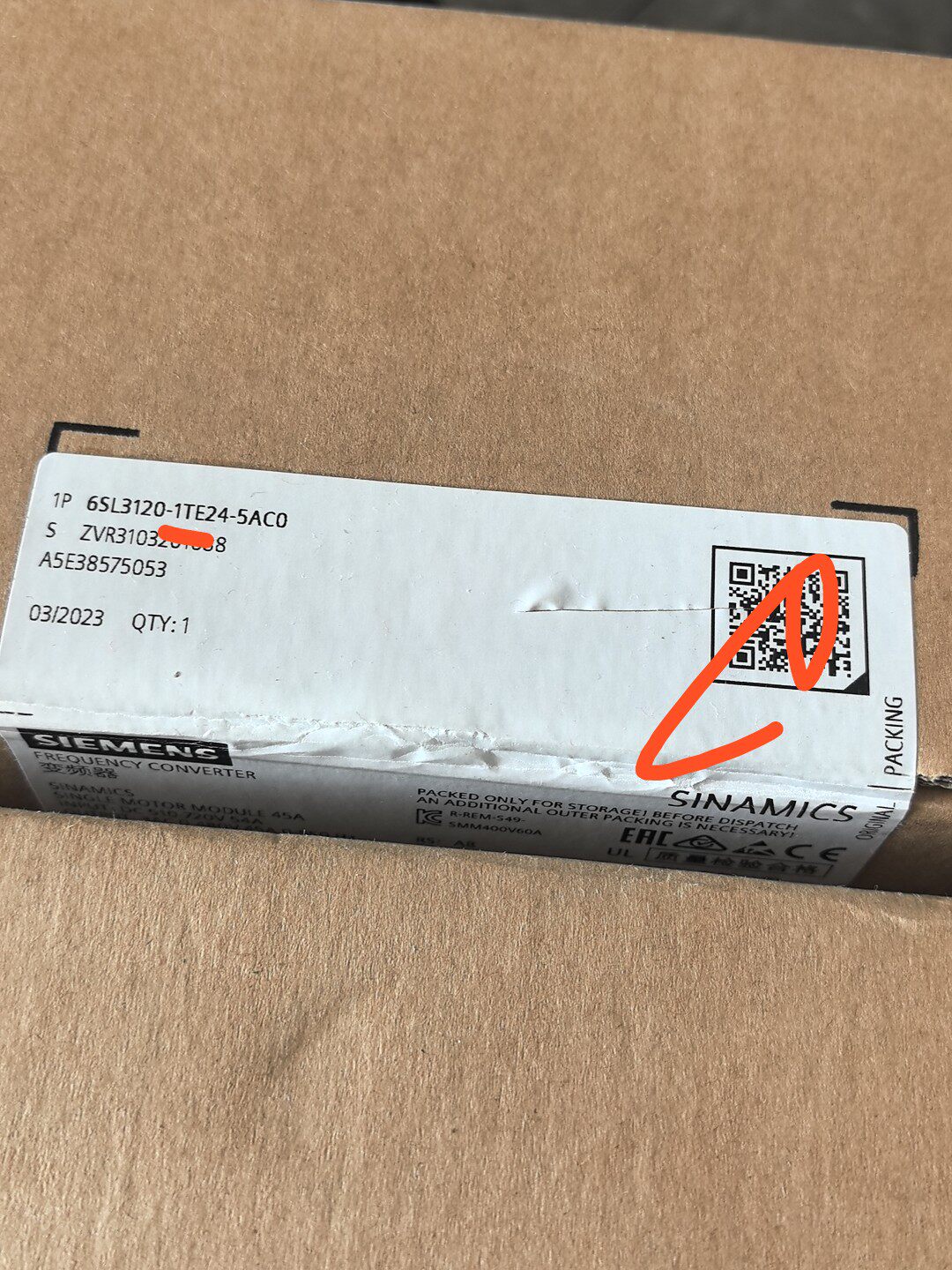 6SL3120-1TE24-5AC0西门子全新正品未开封，顺