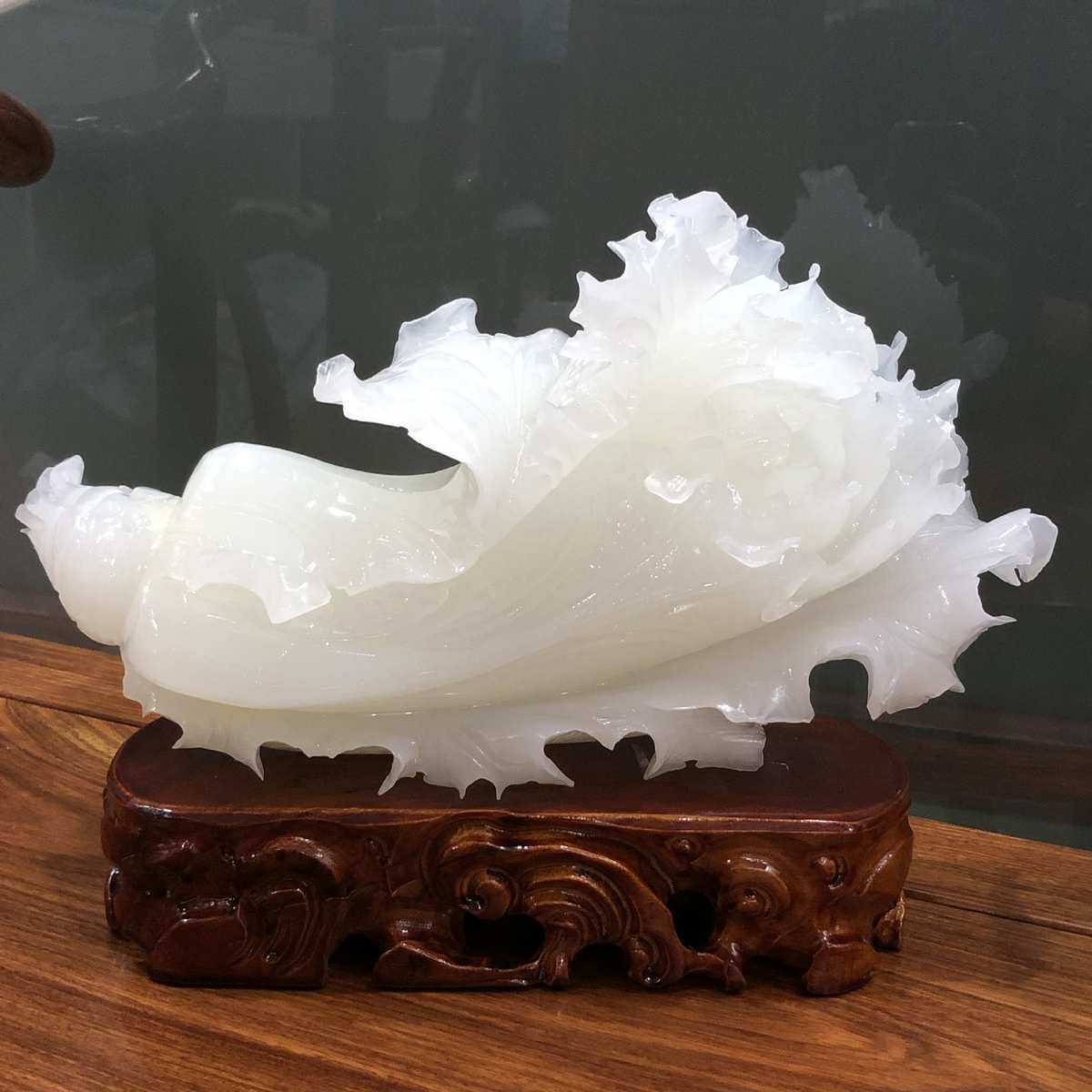 白玉摆设珍宝细腻工艺品白菜 润和田玉似摆件油玉家居阿富汗白菜
