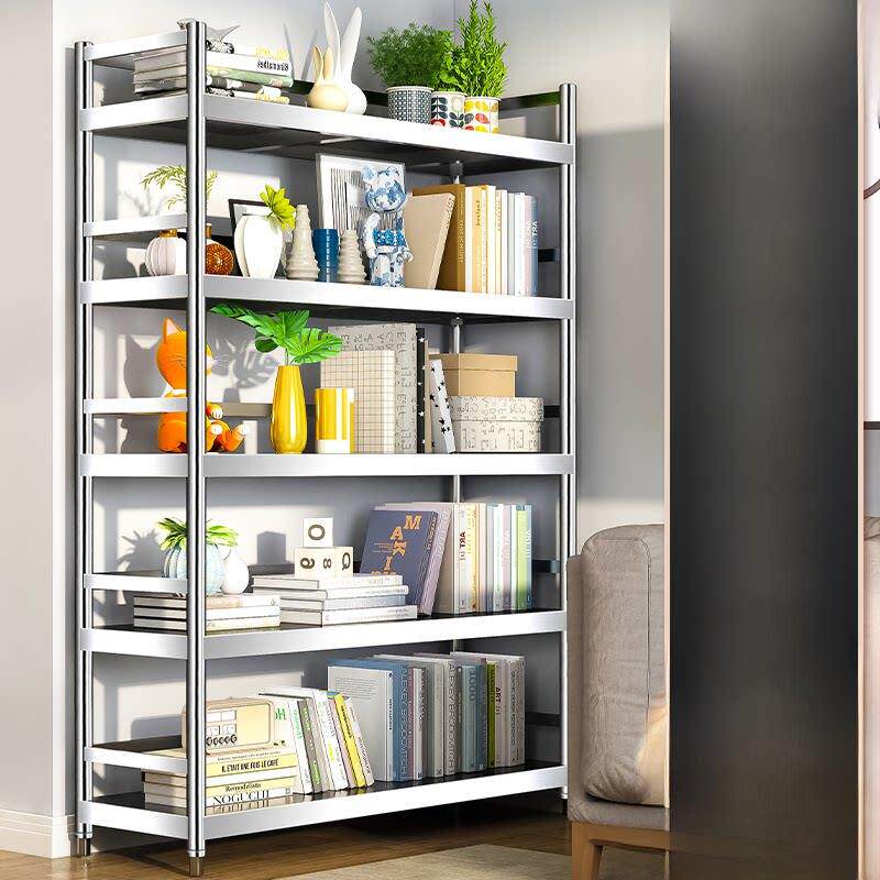 不锈钢书架落地式集成墙书架简易多层打印机储物架学生家用杂物架