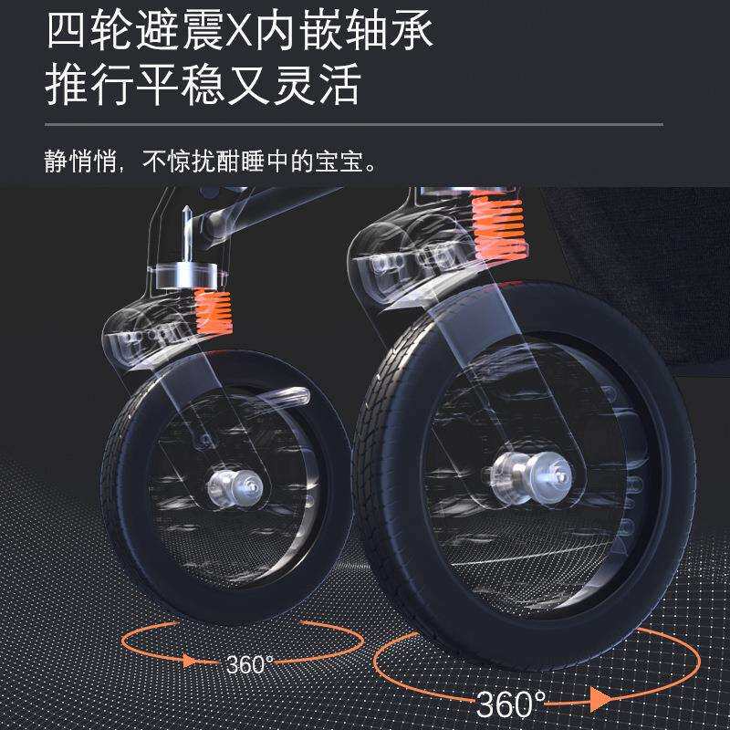 婴儿车轻便可坐可躺多功能儿童双向宝宝一键可折叠遛娃宝宝手推车