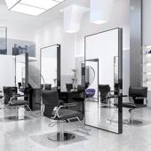 高端美发店剪发镜子理髲店单双面烫染镜台发廊专用落地带灯剪发镜