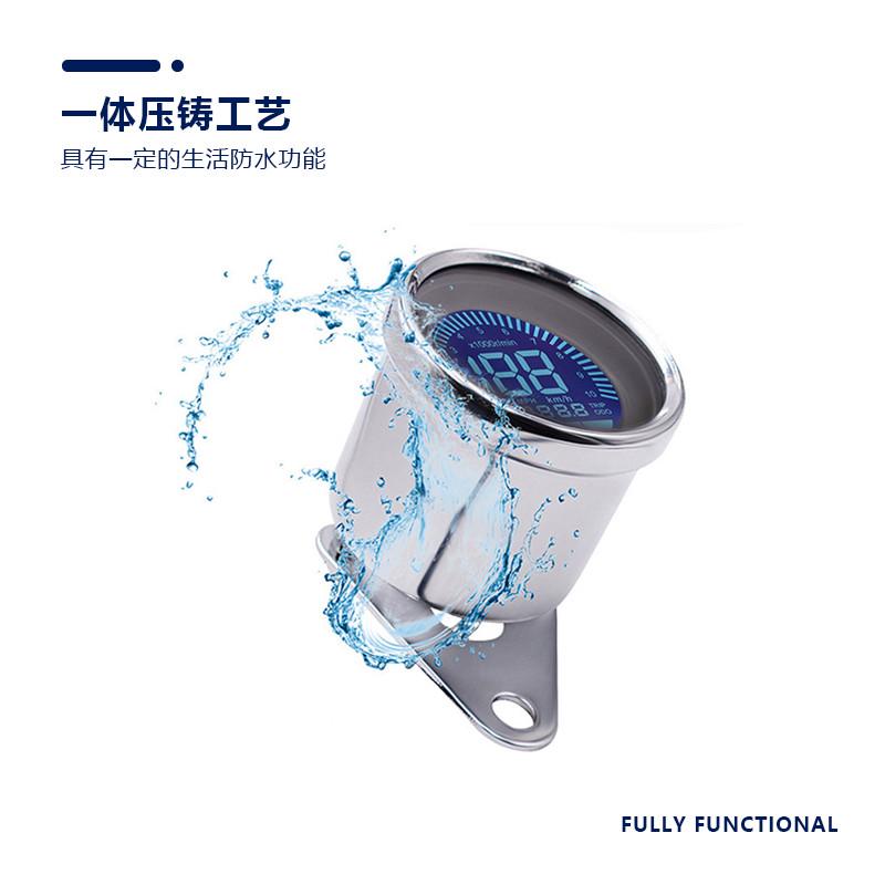 摩托车仪表复古改装仪表自检电子转速里程转速油量一体液晶LED表