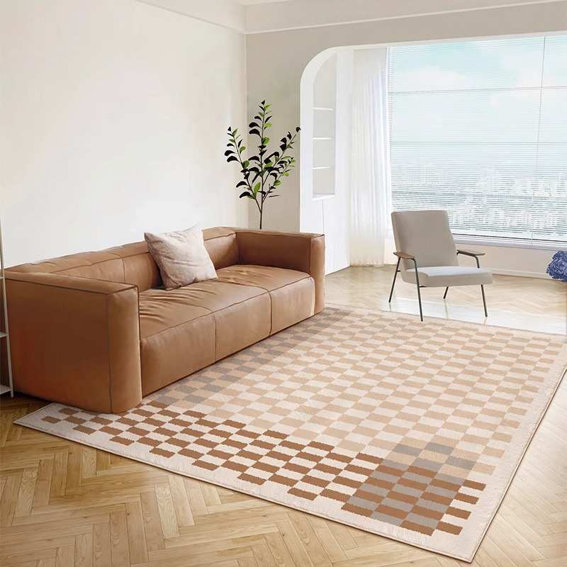 垫客厅沙发北欧格子色咖简约茶几地家用高级现代地毯棋盘奢卧室轻