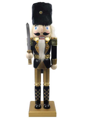 新款圣诞节国王士兵胡桃夹子黑金色用于桌面的节日装饰品摆件