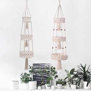 3层厨房挂果篮 饰挂植物架 水果蔬菜存储花边挂篮壁篮室内西米亚装