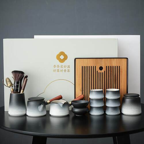 高档2025新款侧瓷把茶公杯套装家用茶具礼盒办室高档功夫陶泡茶壶