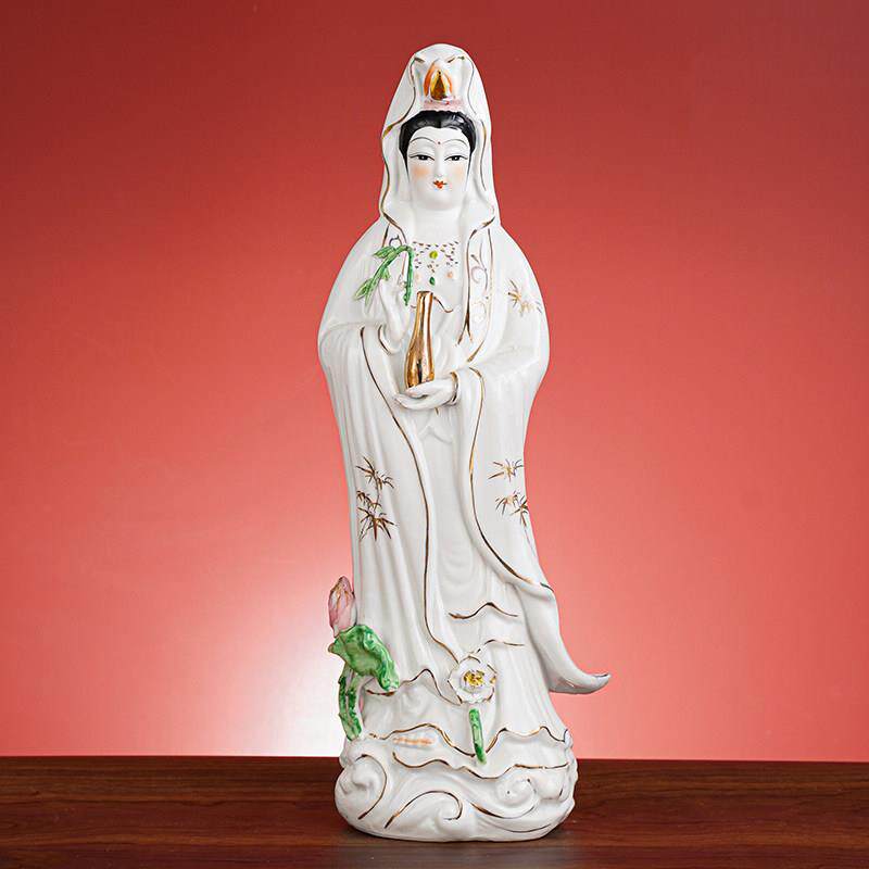 南海观音菩萨站观音观世音陶瓷观音菩萨家用供奉观音佛像家居摆饰