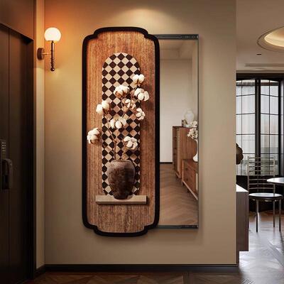 法式中古风推隐藏拉全身镜玄关式装画IKN复古饰穿衣镜挂画隐形试