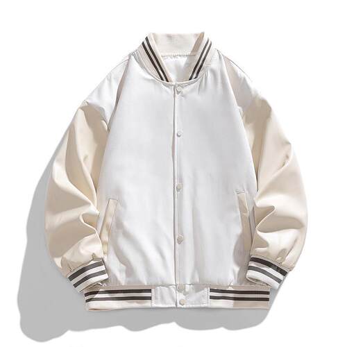 Men's standing collar color blocked baseball jacket, youth