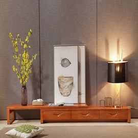 现代中式实木电视柜 可伸缩客厅家具榻榻米柜子小户型地柜视听柜